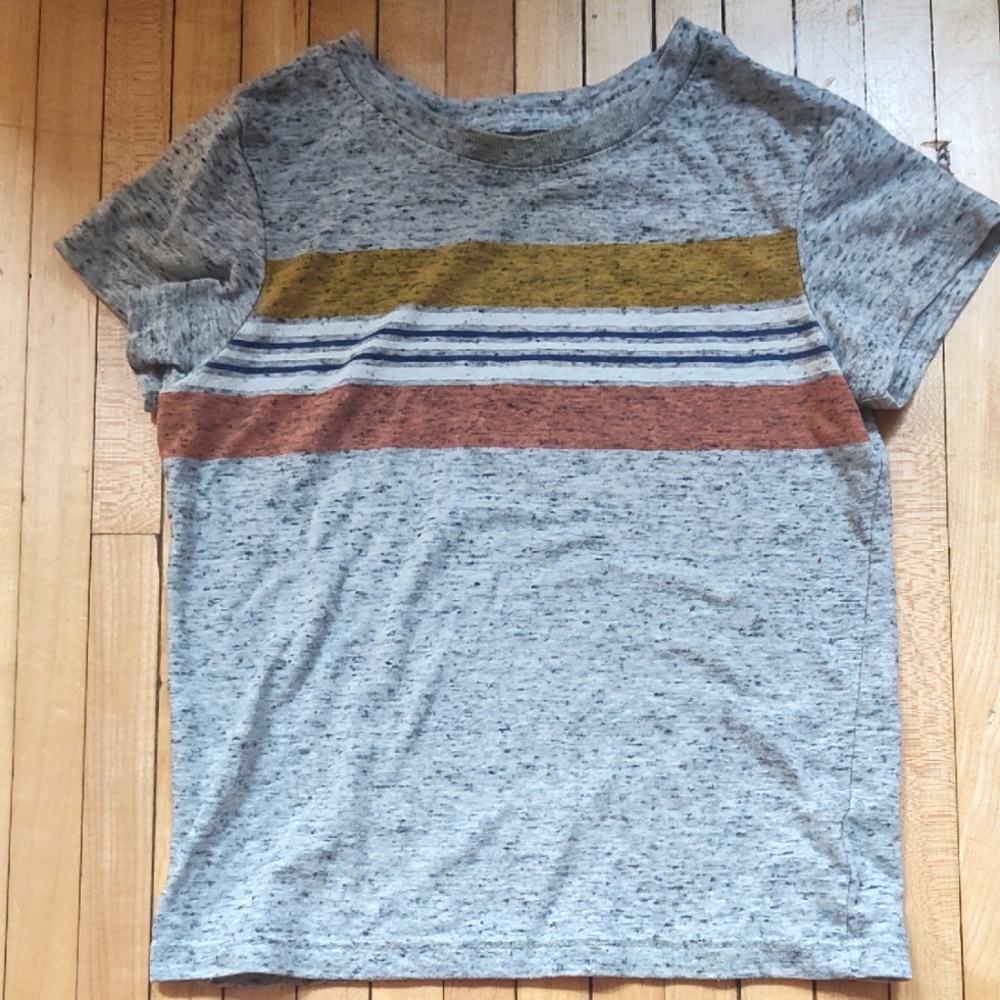 🔴5/$10 Cat & Jack Speckled Gray striped T-Shirt